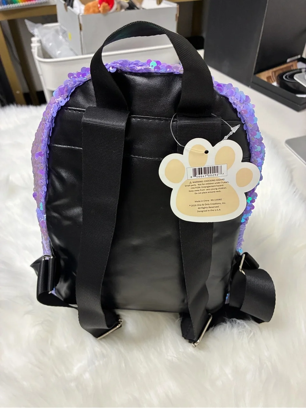 Kids Sequin Mermaid Tail Mini Backpack - Purple